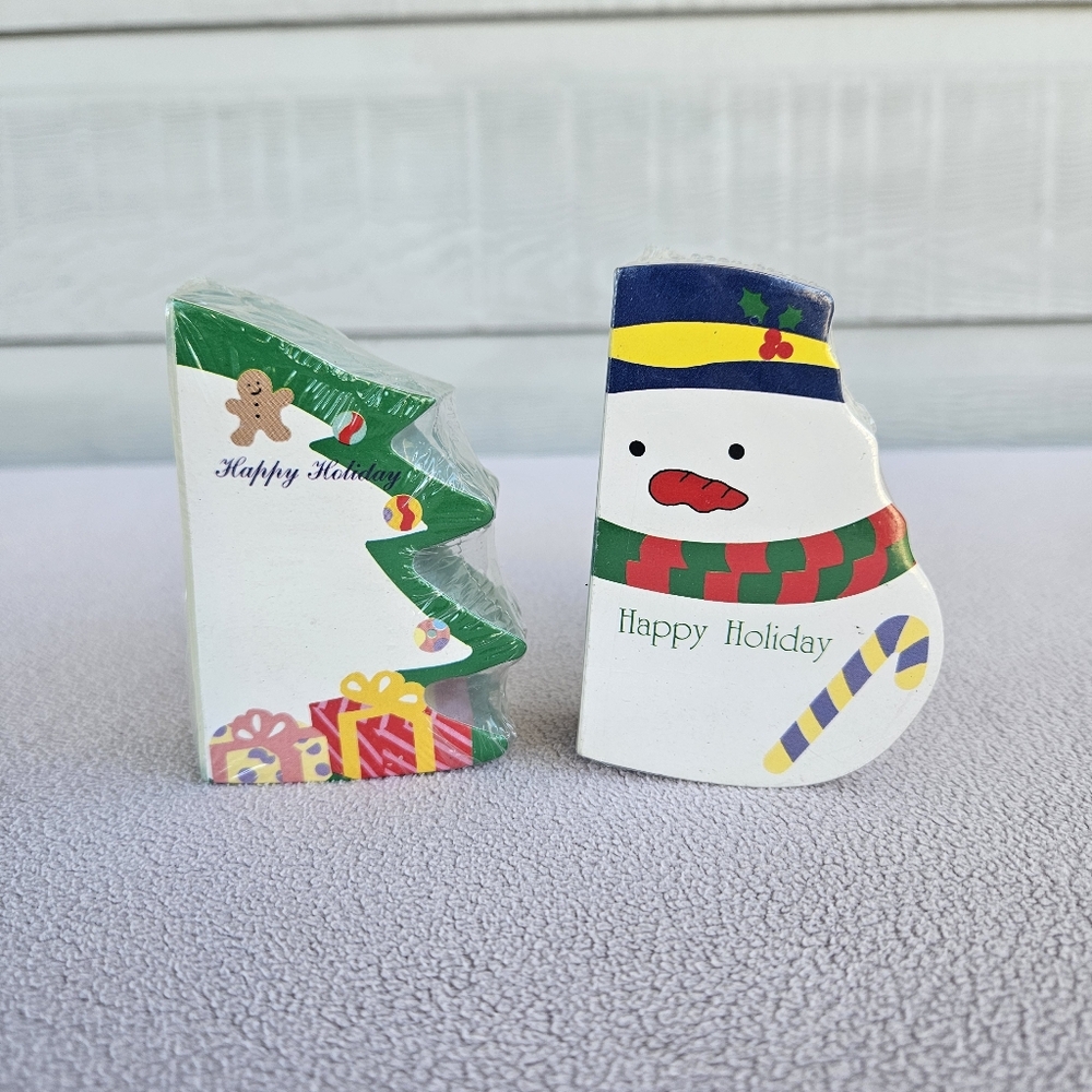 VTG Memoball Memo Pad Christmas Paper Sheet Tree Snowman Small Desktop Decor